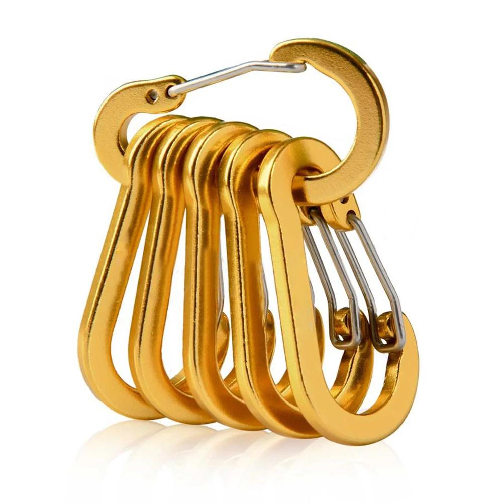 6 шт. карабин зажим алюминиевый сплав брелок замок пряжка защелка D-образное кольцо клипса для похода рюкзак многофункциональный инструмент для рыбалки походный крючок