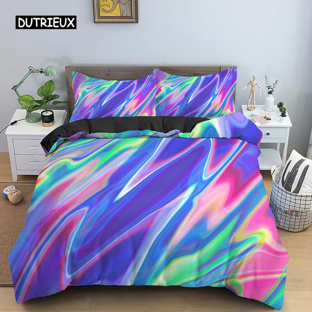 Комплект постельного белья с абстрактным рисунком, напечатанный на 3D-принтере, пододеяльник с застежкой-молнией, комплект одеяла из полиэстера размера Queen Size