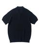 ANALOG MOOD Hacci Button-Up Collar Short Sleeve Knit (Navy)