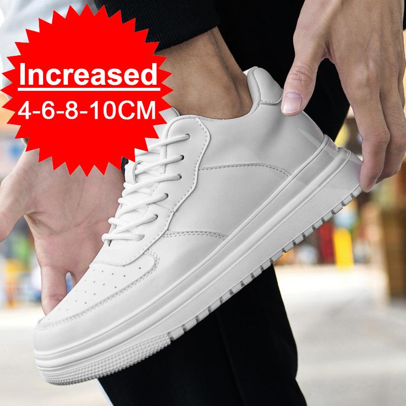 Men Leather Heightening Elevator Shoes Breathable Mesh Height Increase Thick Sole Shoes Man Height Insole 6/8/10CM Men Sneakers