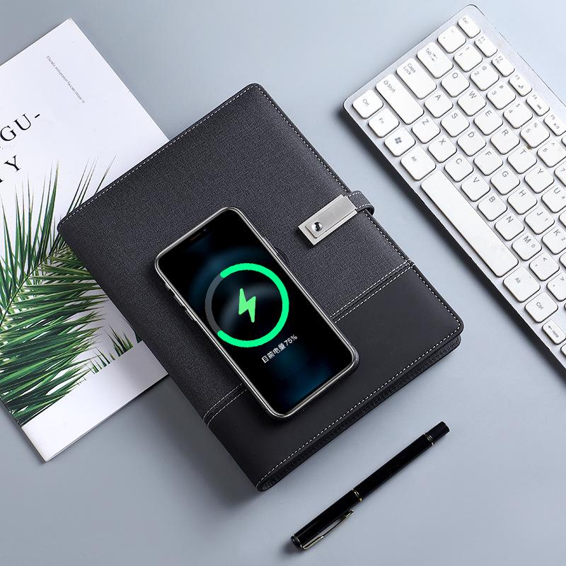 Беспроводная зарядная настольная лампа и блокнот-пауэрбанк на А5 с отрывными листами - Индивидуальный бизнес-подарок