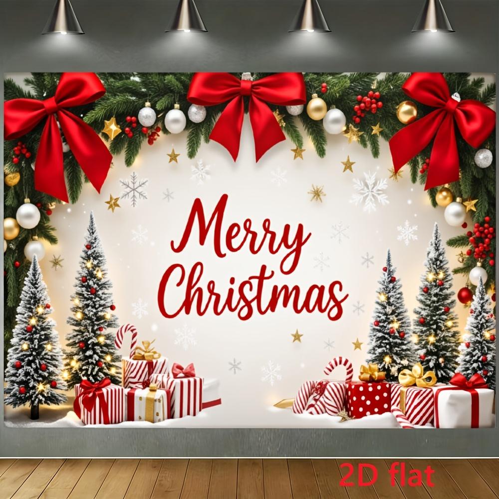 Two-dimensional flat background banner, featuring holiday decorations such as Christmas trees, suitable for party decoration