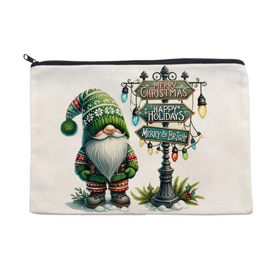yangyizhi Christmas Theme Makeup Bag, with Black Zipper, Wear-Resistant Toiletry Durable Canvas Storage Pouch, for Stationery And Small Items
