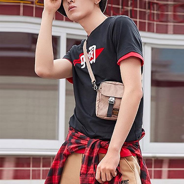 Футболка с коротким рукавом и круглым вырезом с крупным принтом логотипа Li Ning, мужские топы, черная, AHSP487-2