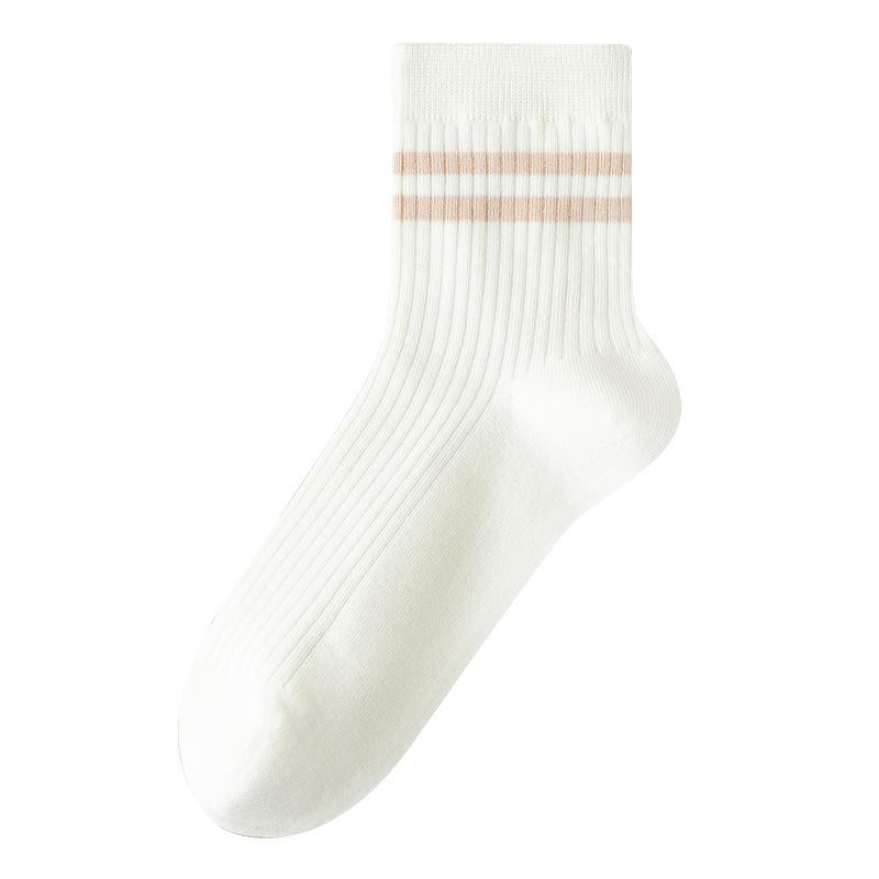 Pure Cotton Winter White Cotton Socks for Women Are Versatile and Odorless. All-cotton Mid-top Socks for Women In Autumn and Winter