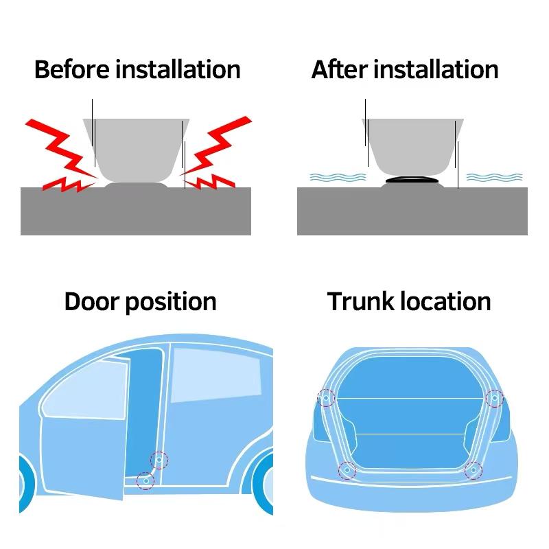 For Mercedes Benz AMG A C E W204 C260 E300L A200L GLC300 CLA 4/12Pcs Car Door Trunk Silence Damping Pad Interior Accessories