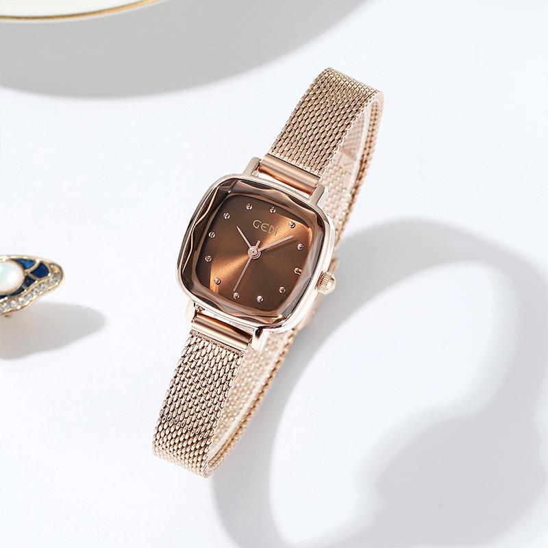 Элегантные квадратные женские часы с сетчатой цепочкой, простые женские часы в стиле ретро, легкие, роскошные, маленькие квадратные часы