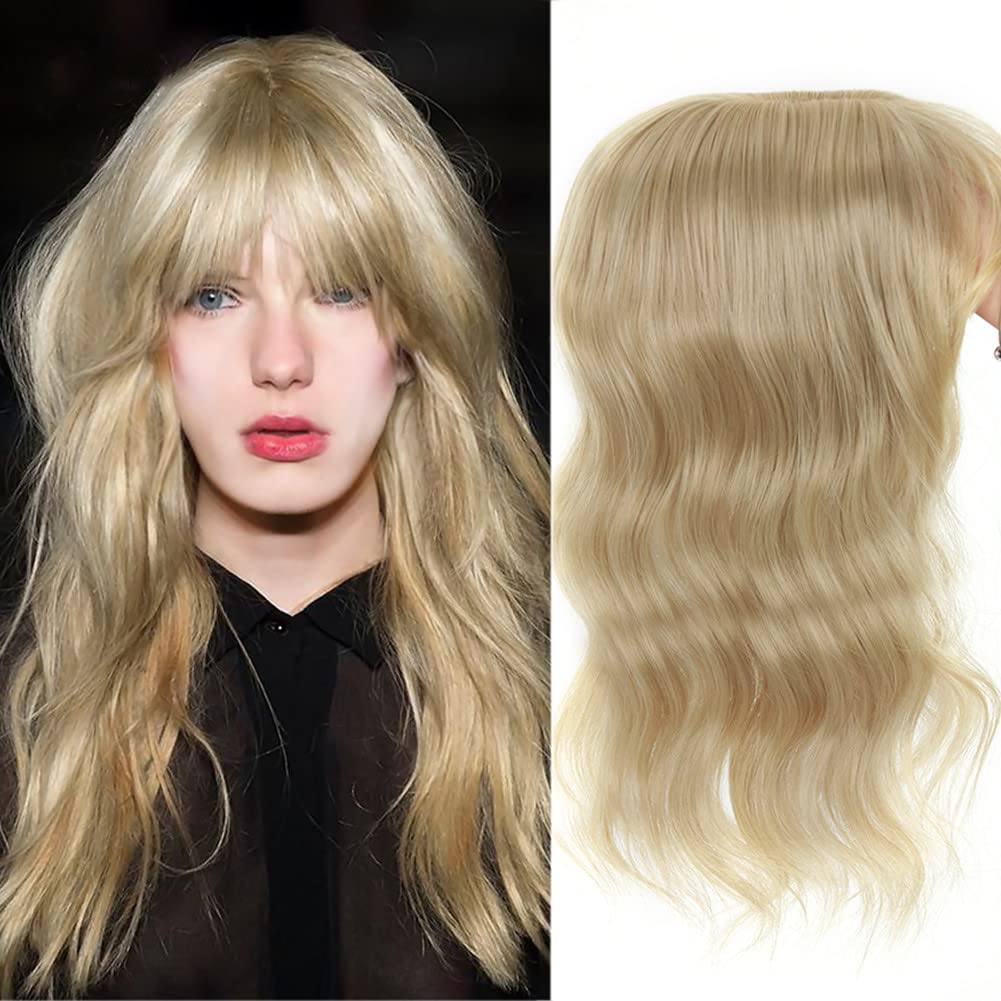 Топпер для волнистых/кудрявых волос с воздушной челкой для женщин, синтетический зажим для наращивания волос, парик для увеличения объема для покрытия выпадения седых волос