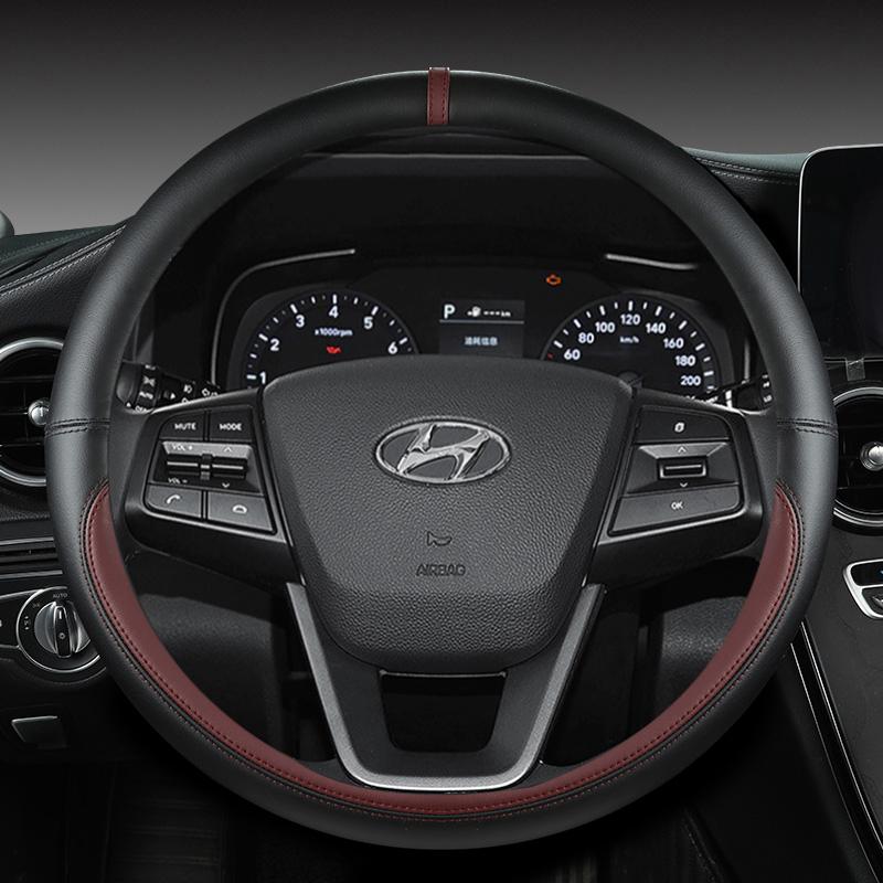 Кожаный чехол на руль автомобиля из микрофибры для Hyundai Veloster II I30 III 2018-2022 Elantra (США)  - 2023 Автоаксессуары