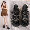 Женские туфли-лодочки Mary Jane Derby с металлическим украшением на платформе и плоском каблуке Женская обувь на танкетке Лолита Готика Харадзюку Панк Обувь
