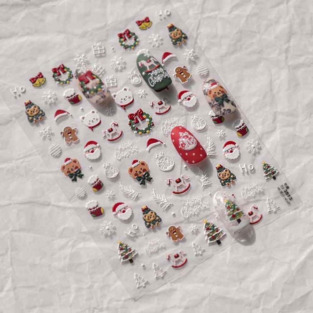Embossed Stickers Christmas Nail Decals Christmas Nail Charms Christmas Nail Decorations  Winter