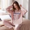 Новые хлопковые пижамы женские осенние и зимние пижамы для отдыха топы и брюки женская домашняя одежда полосатая пижама одежда для отдыха