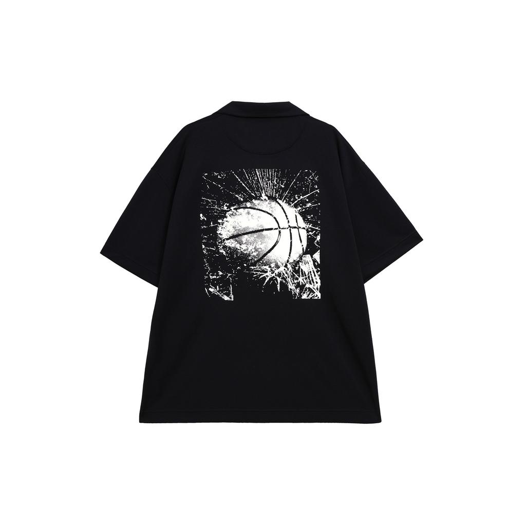 Nike Сплошной цвет с логотипом и воротником-поло с коротким рукавом, повседневная рубашка, мужские топы, черный FB6985-010