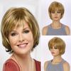 Короткие прямые парики Ombre Blonde Blonde Bob Wigs Женский синтетический парик с челкой Ежедневное использование Косплей Волосы Термостойкий парик