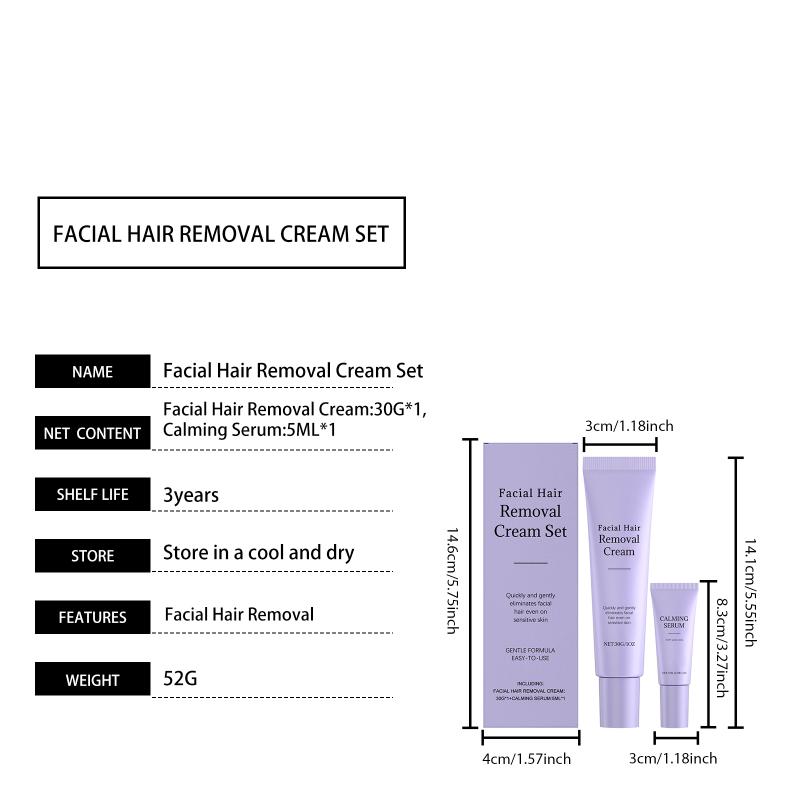 Moisturizing Facial Hair Removal Cream Gentle Formula For Sensitive Skin Daily Cleansing Smooth Face Kit