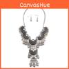 Drop Water Elegant Pendant Necklace Earrings Set Women Vintage Jewelry Accessory