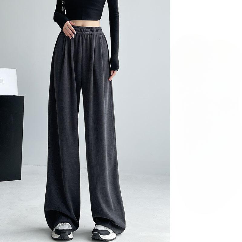 Kapok Velvet Wide-leg Pants for Women Loose and Lazy Draped Floor Casual Yamamoto Pants High Waist Narrow Version Straight Pants for Women