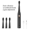 Clean Adult Black White Classic Acoustic Electric Toothbrush Adult 5-gear Mode USB Charging IPX7 Waterproof Acoustic Electric