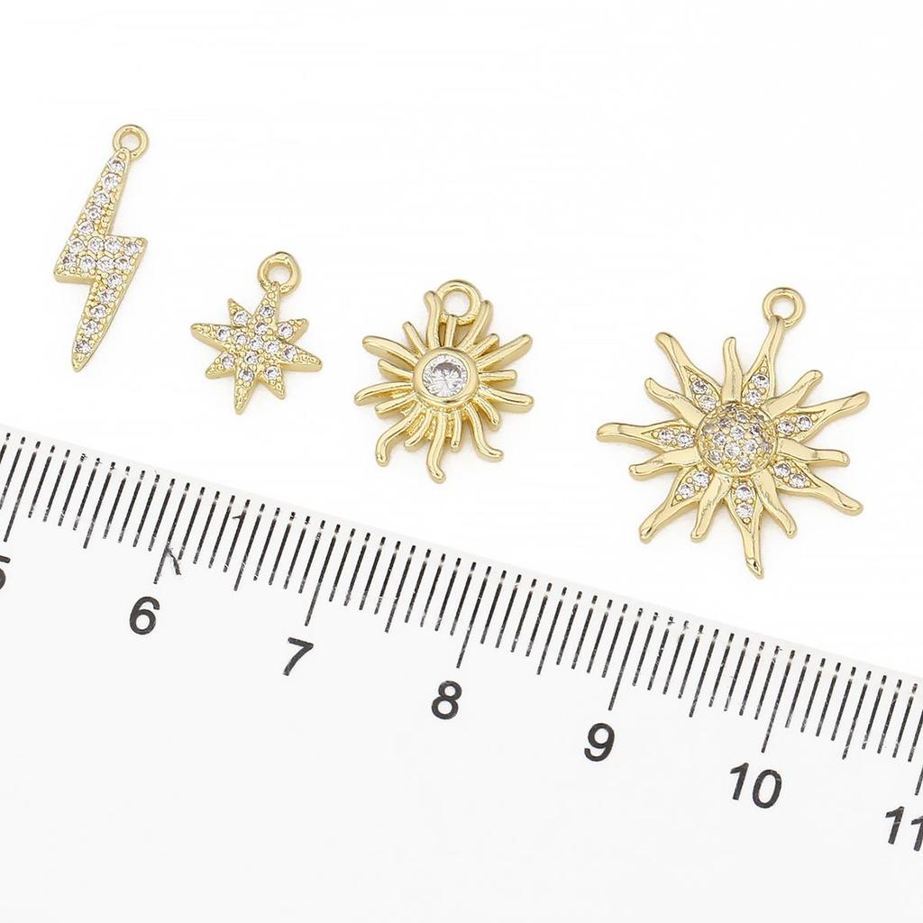 Медные циркониевые подвески с солнечной молнией для изготовления ожерелья, серег, браслетов
