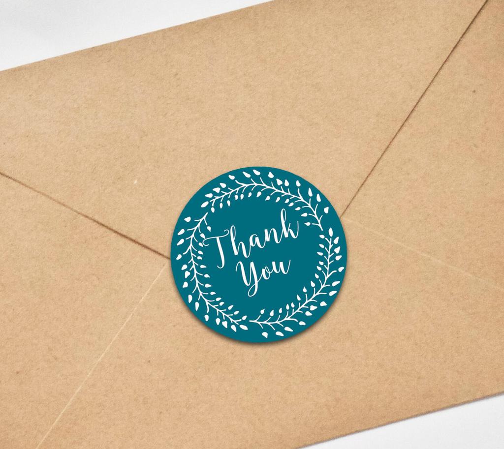 Darling Souvenir Round 1.6 Inches Black Vines Border Thank You Stickers Non Customized Gift-45