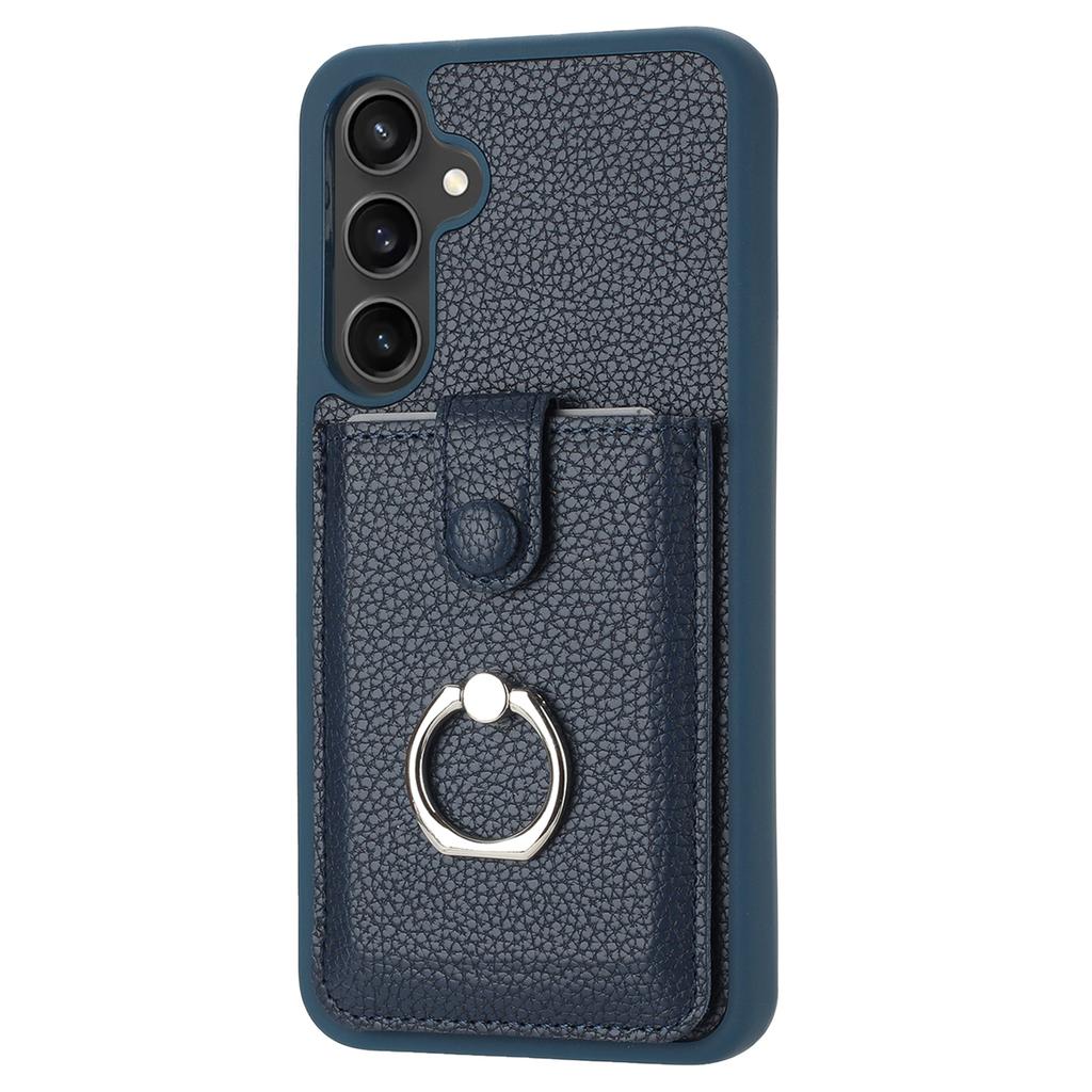For Samsung Galaxy A35 5G Case Drawing Type Card Slots Litchi Texture Leather Back Cover with Ring Kickstand