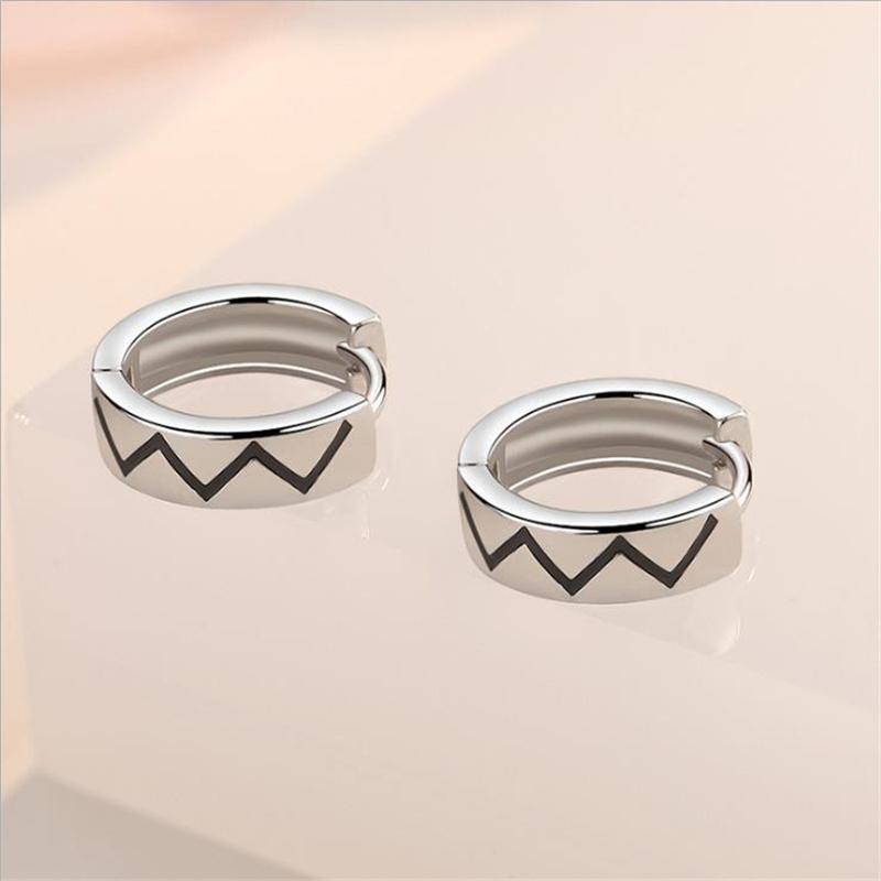 Индивидуальные серьги с краской, волнистыми черными серьгами, женские вечерние аксессуары, модные серебряные 925 пробы, женские серьги-кольца, ювелирные изделия, подарок, новейшая бижутерия