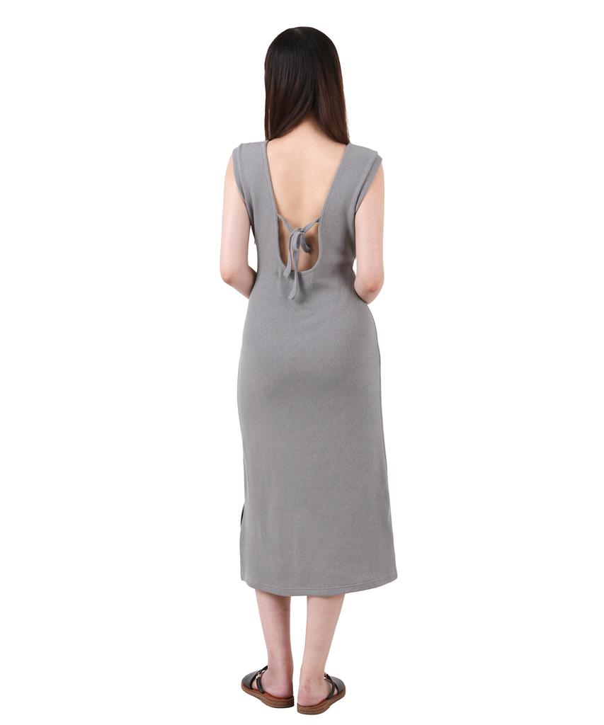 Catharsis Knitting Tank Tab Backless Long Dress Grey One Size