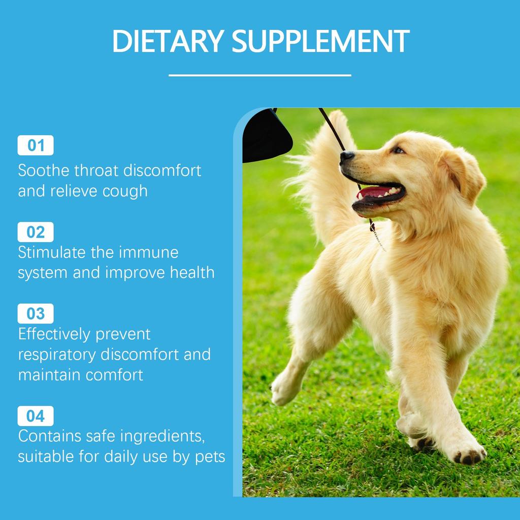 Сироп от кашля у собак для гладкого дыхания, повышения иммунитета, жизненной силы, общего здоровья, пищевая добавка 60 мл