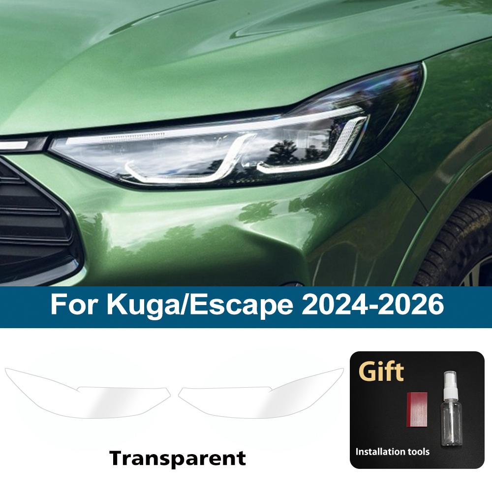 Виниловая пленка с высоким глянцем для Ford Kuga/Escape 2020-2026, защитная пленка для фар автомобиля, дымчато-черная, с защитой от царапин, предварительно вырезанная
