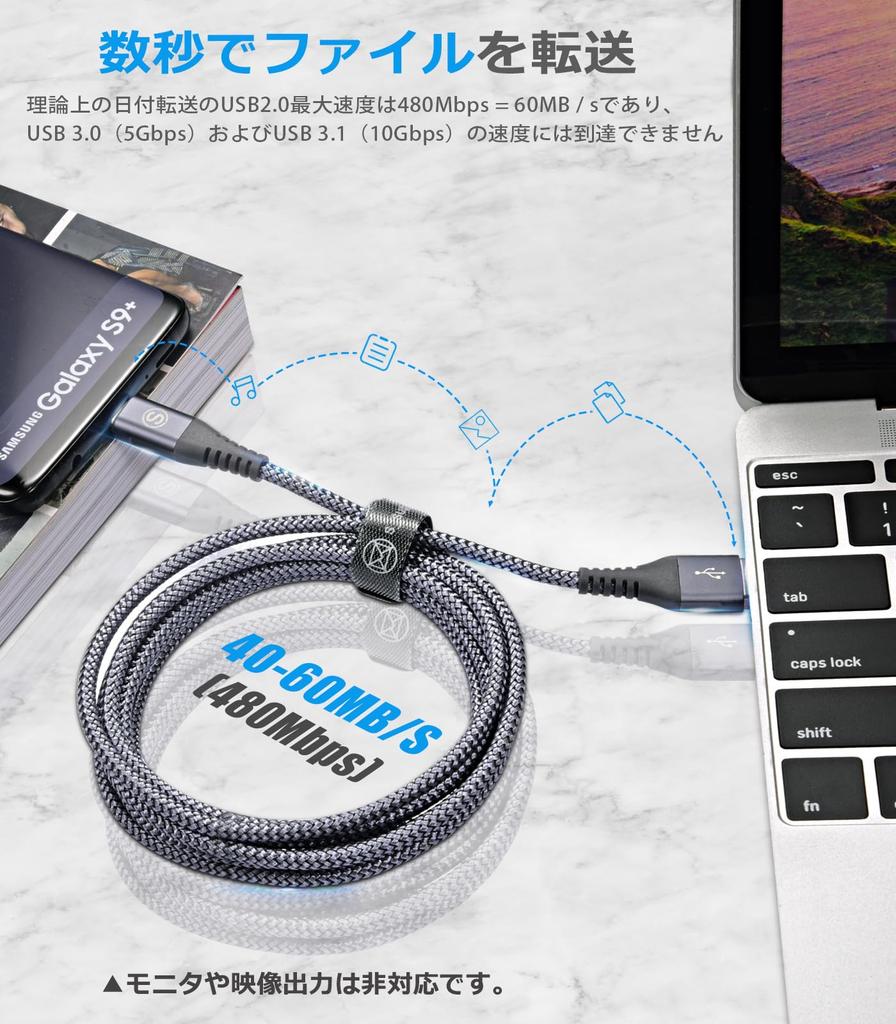 Кабель USB Type C Sweguard USB C Кабель Быстрый Совместим с iPhone iPhone 15 Pro iPad Samsung Galaxy и другими устройствами [2 м / 2 шт.] USB-C и USB-A 3,1 А