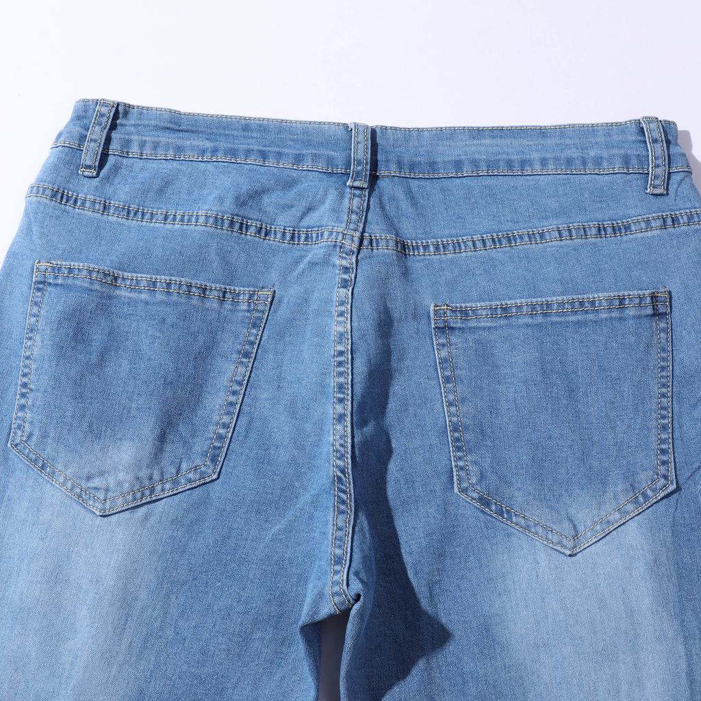 Spring Men's Fashion Jeans with Holes and Trendy Slim Fitting Jeans