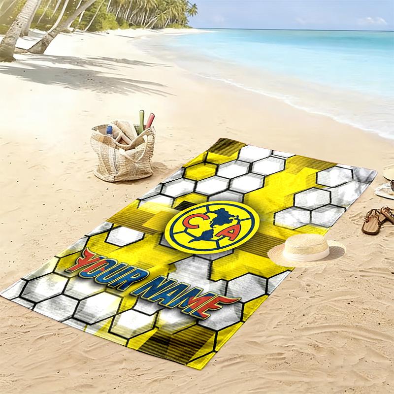 Name Custom Fc Club America Print Beach Towel, Large Soft Quick Dry Towel for Beach Camping Swimming