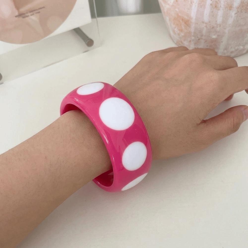 Cool Punk Style Geometric Wristband Hip Hop Candy Color Bracelets Resin Polka Dot Bangles Unisex