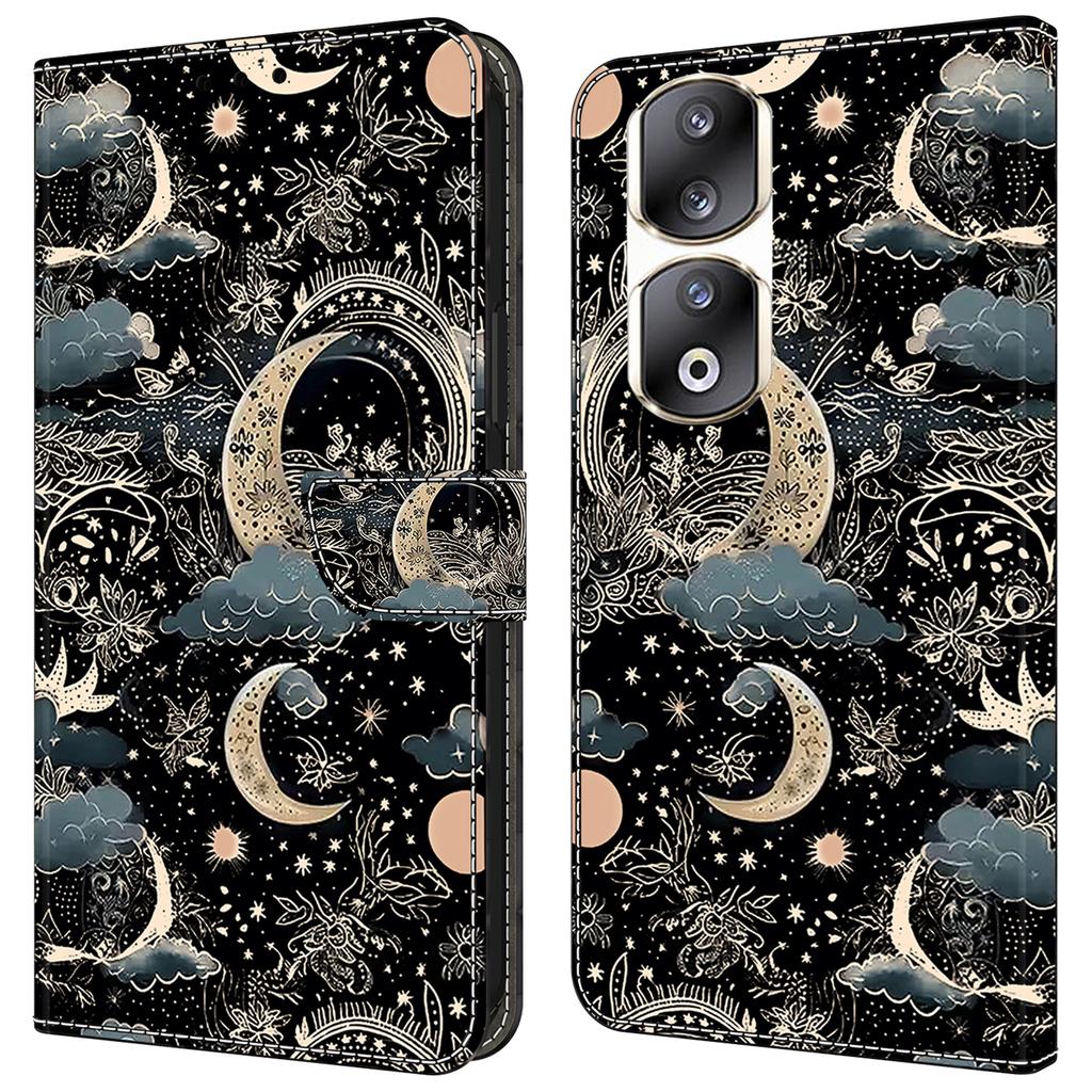 For Honor 90 Pro Case PU Leather Card Slots Phone Back Cover Pattern Printing Design