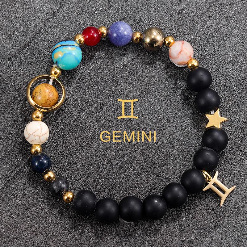 Вселенная Галактика Восемь Планет 12 Созвездий Браслеты Для Женщин Мужчин Натуральный Камень Солнечная Система Браслеты Ювелирные Изделия Подарки