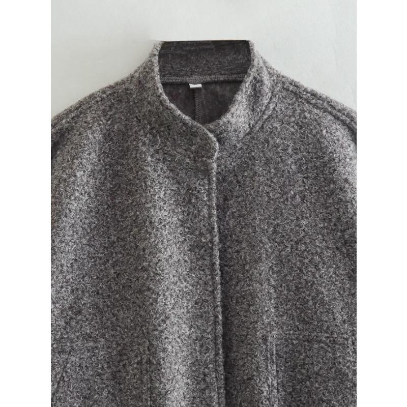 DAFIFY Женская мода повседневная однотонная принтованная куртка и пальто с длинным рукавом и воротником-стойкой на осень-зиму