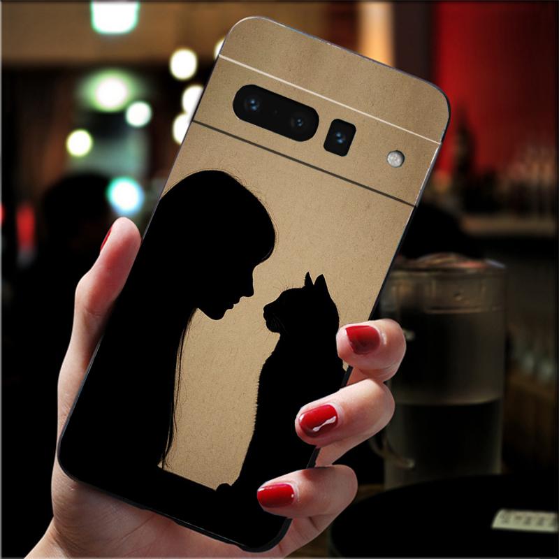 For Google Pixel 10 9 Pro XL Silicone Phone Soft Case For Google Pixel 9A 8A 7A 6A 5 Cover Shell Cat Lady Art