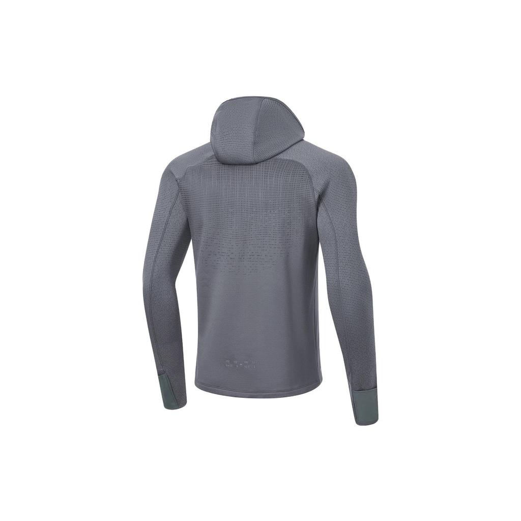 Футболка Li Ning Running Series из однотонного светоотражающего флиса с длинным рукавом, теплая, мужская, цвет холодный-песочный-черный ATLT075-1
