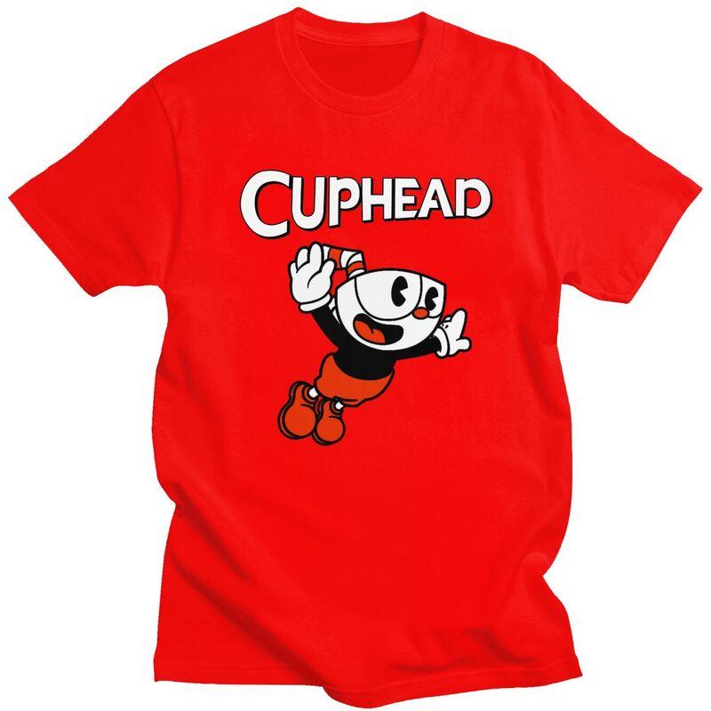 Custom Cuphead Tshirts for Unisex Short Sleeves T Shirt Fashion Cartoon Game T-shirt Loose Fit 100% Cotton Tees Gift Idea