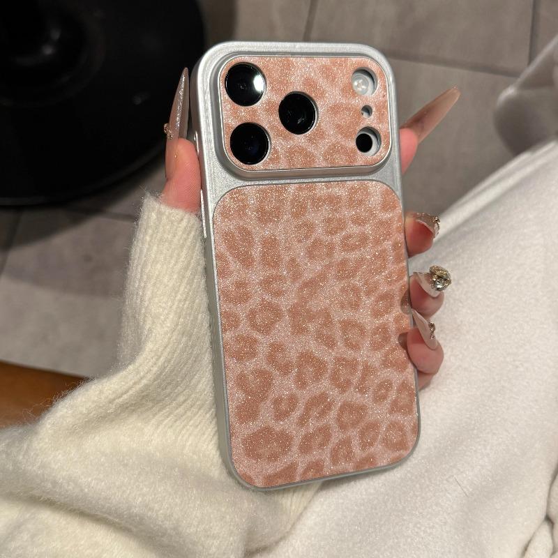 Роскошный чехол для телефона с текстурой кожи под леопарда для iPhone 17 16 15 14 13 Pro Max 17Air, мягкая ударопрочная задняя крышка с блестками