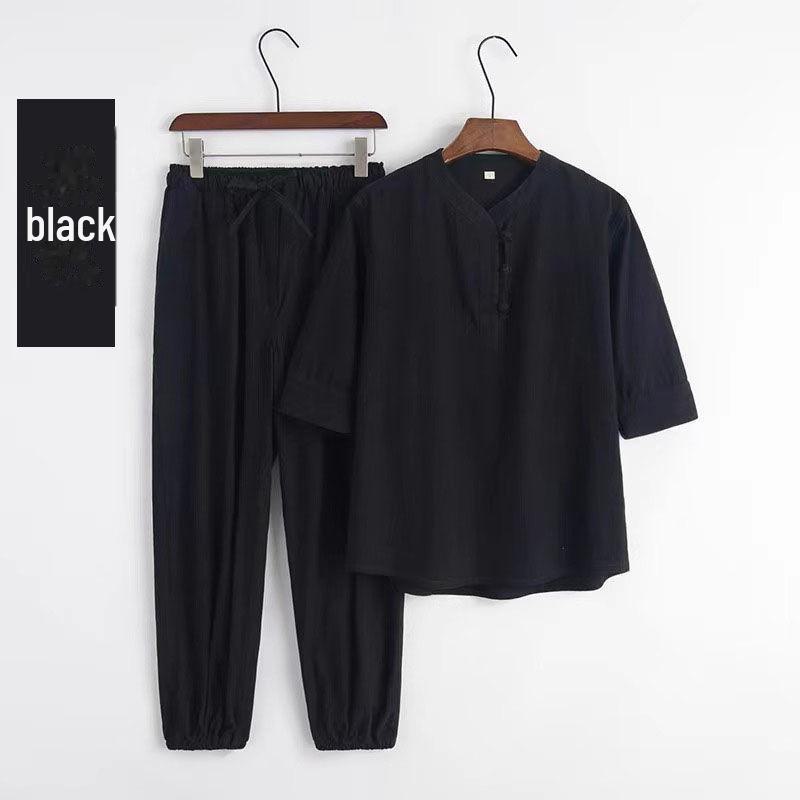 Дзен-буддийский льняной ханьфу: Летняя одежда для медитации для мужчин и женщин