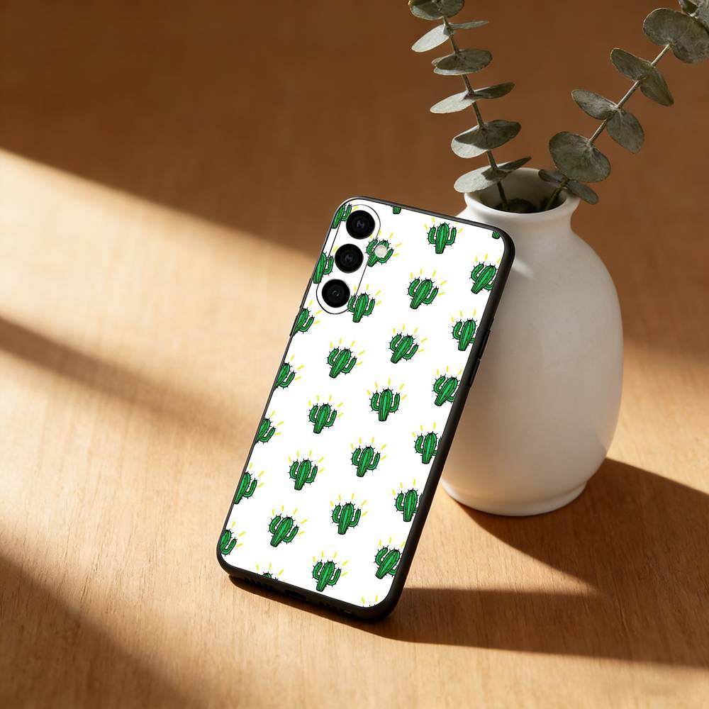 Чехол для телефона с кактусами и суккулентами для Samsung Galaxy A20, 21s, 22, 31, 32, 52, 53, 72, 73, 80, 91, Мягкий черный корпус