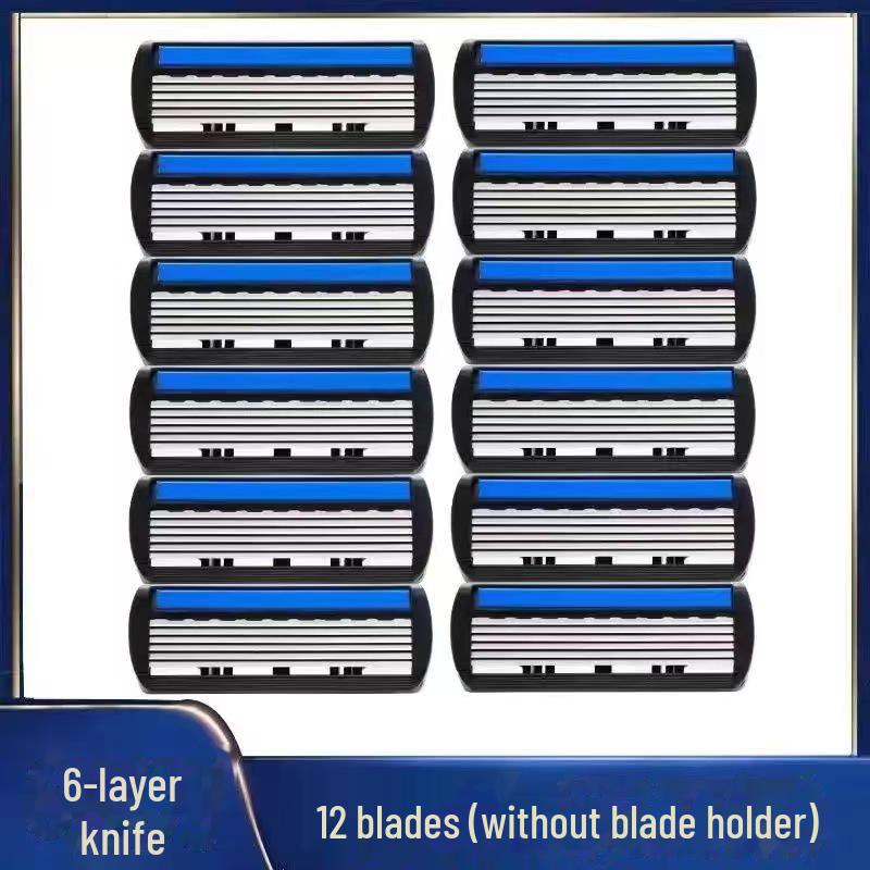 Six-Layer Manual Razor for Men with Stainless Steel Blades