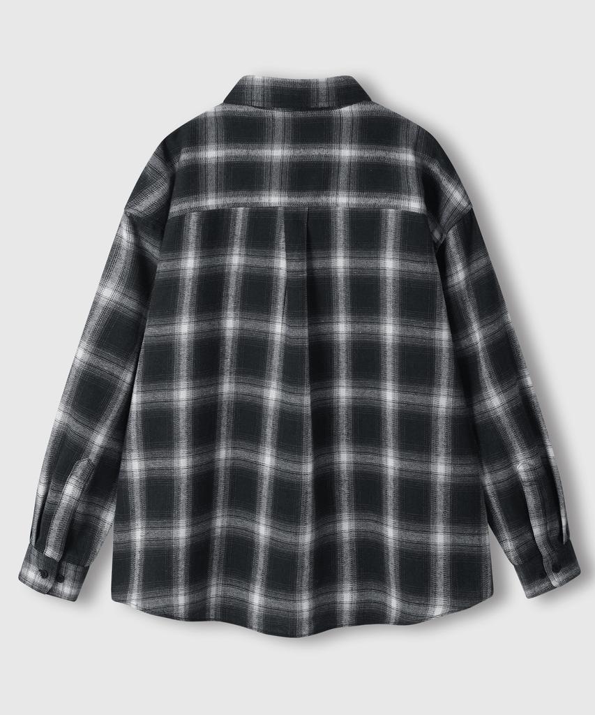 LEMAIN SECOND Oversized Flannel Pocket Check Shirt [Black]