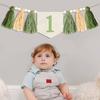 1st Birthday High Chair Banner Green Party Tassel Themed Birthday Decoration Decoration Girl Baby