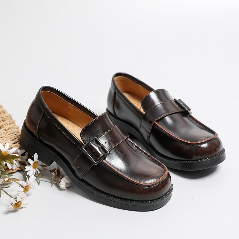 Мода 2024 года, новые весенние и осенние туфли в стиле колледжа, японские мягкие туфли для девочек на среднем каблуке с круглым носком, винтажная обувь в стиле JK