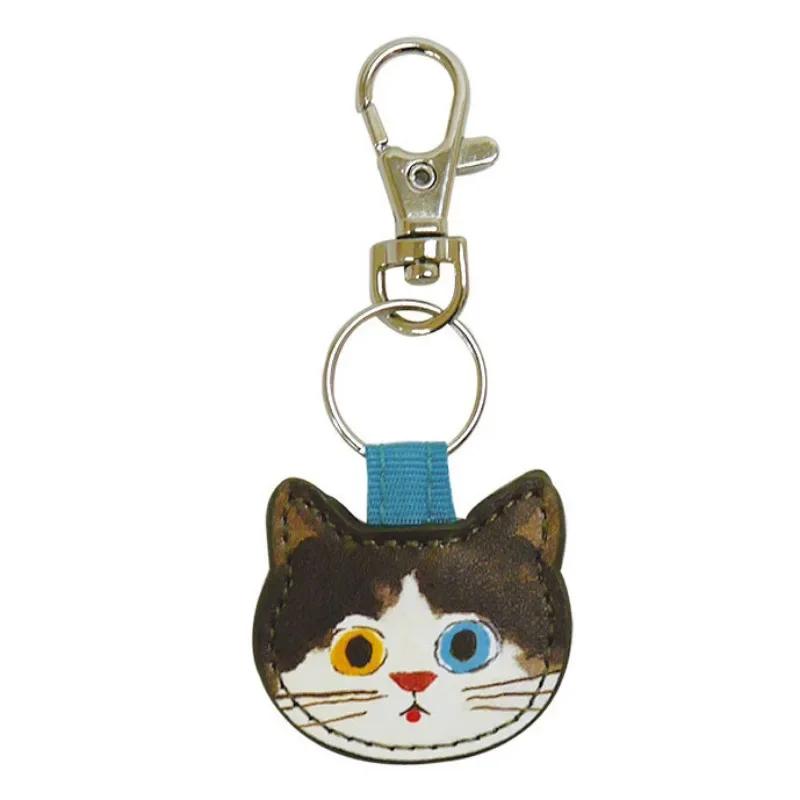 Cute Cartoon Cat Keychains PU Material Lovely Cat Funny Keychain Children Schoolbag Zipper Puller