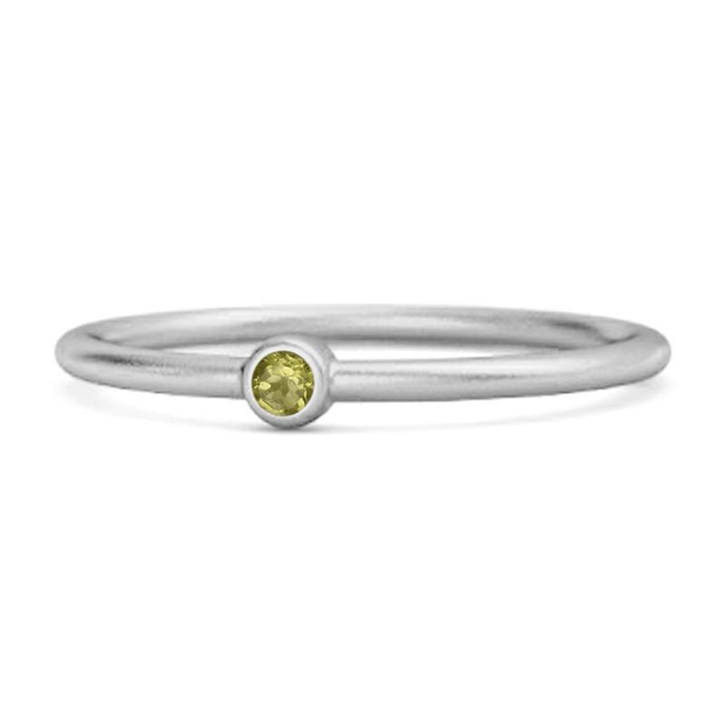Peridot Round Minimalist Bezel Set Ring – Sterling Silver