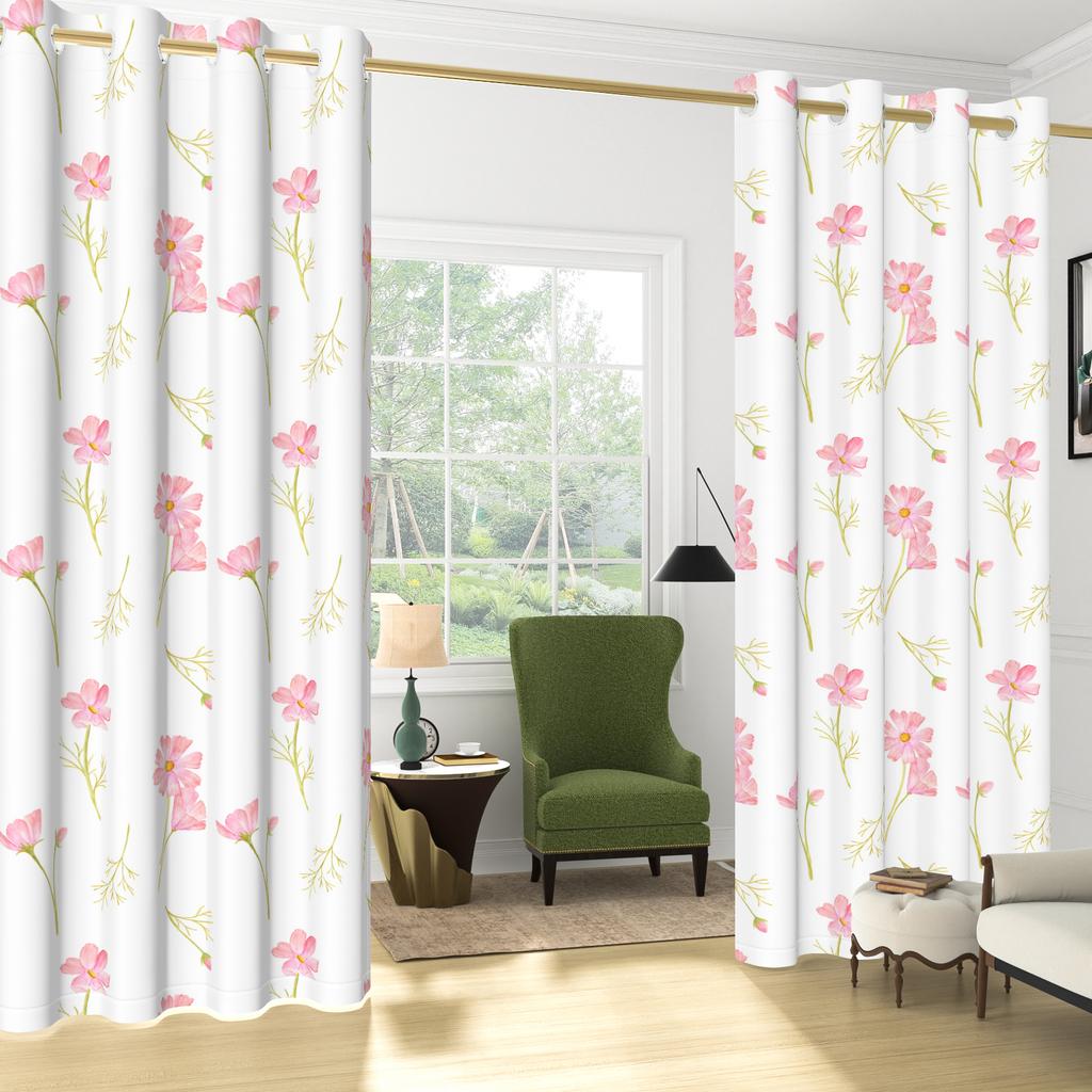 Set Of 2 Bohemian Plant Leaves Curtain Natural Flowers Farmhouse Curtains Living Room Bedroom Kitchen Decor Window Darkening For Great Made Polyester