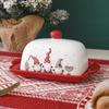 Nordic Ceramic Butter Dish Elk Santa Claus Sweets Cakes Desserts Plate Butter Plates Christmas Food Tray Cheese Tray Tableware